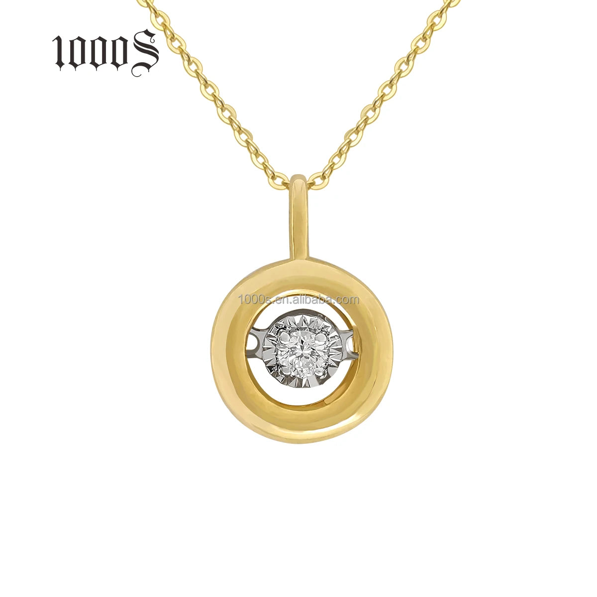 Wholesale Trendy 18K Real Dancing Diamond Pendant Necklace for Women Ladies Gift Jewelry Gift