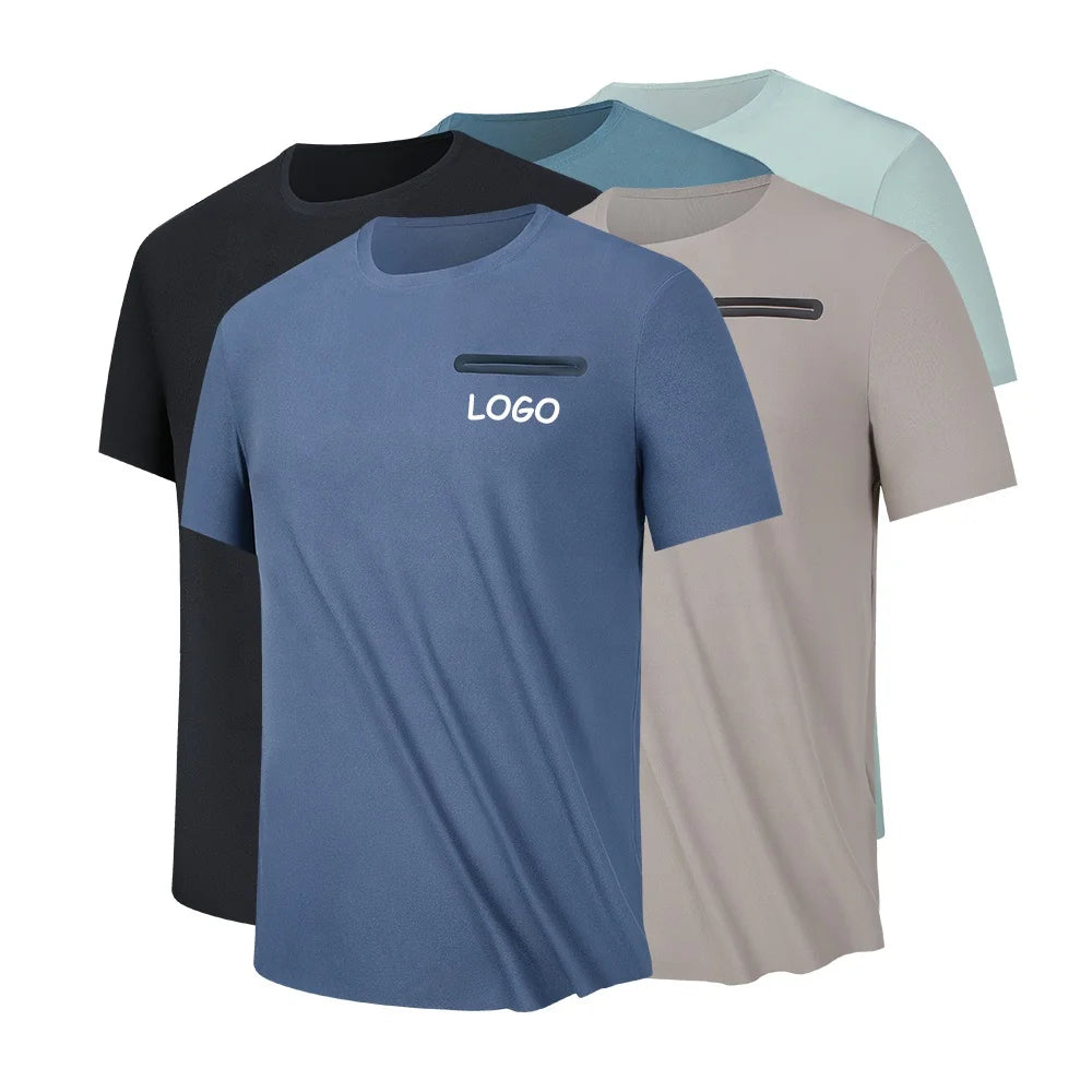 Fitness Sport in Stock Custom Logo High Quality Mens Short Sleeve Four-Way Stretch Compression Base-layer Running Gym T Shirt