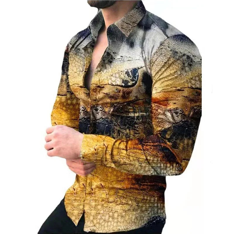 Top Fashion Men's Button-Up ODM 5XL Anti-Wrinkle Breathable Printed Sublimation Casual Shirt with Floral