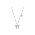 Luxury Fancy Pure 925 Sterling Silver CZ Zirconia Butterflies Pendant Necklace for Women Girls Jewelry