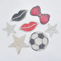 Hot Fix Applique StarBowLipsFootball Rhinestone Motifs Iron on Crystal Patches for Shoes Clothing Bags
