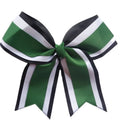 8 Inch Black White Green Three Layers Grosgrain Ribbon Sporty Kids Cheerleader Hair Tie