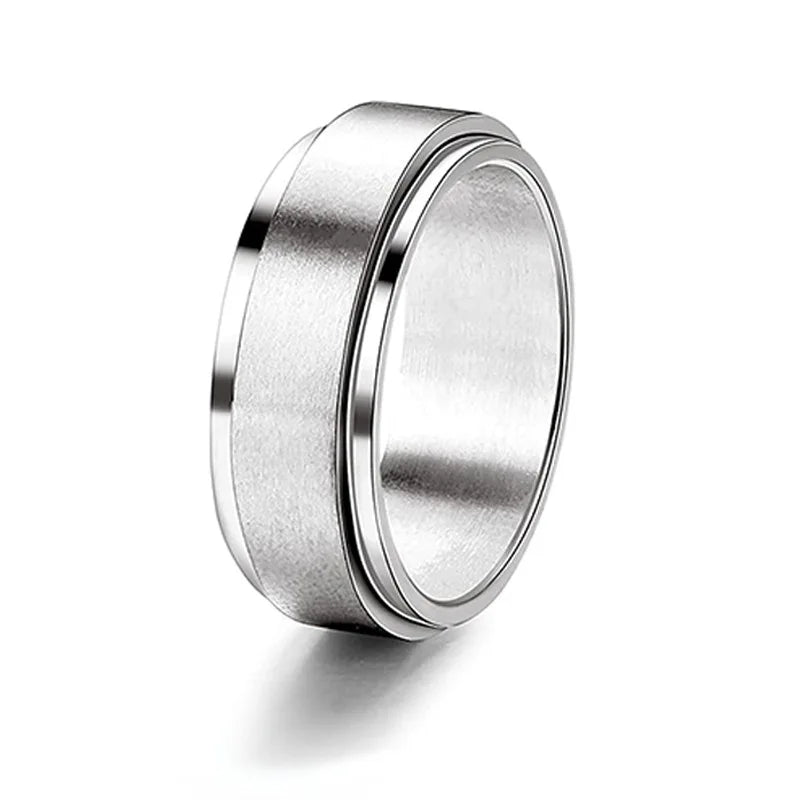 Relief Turning Ring Titanium Steel Couple Jewelry Fidget Spinning Ring Anti Anxiety Spinner Rotating Stainless Steel Ring