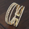 Simple and Stylish Multi-layer Bracelet Full Diamond Cross-inlaid Rhinestone Bangle for Women