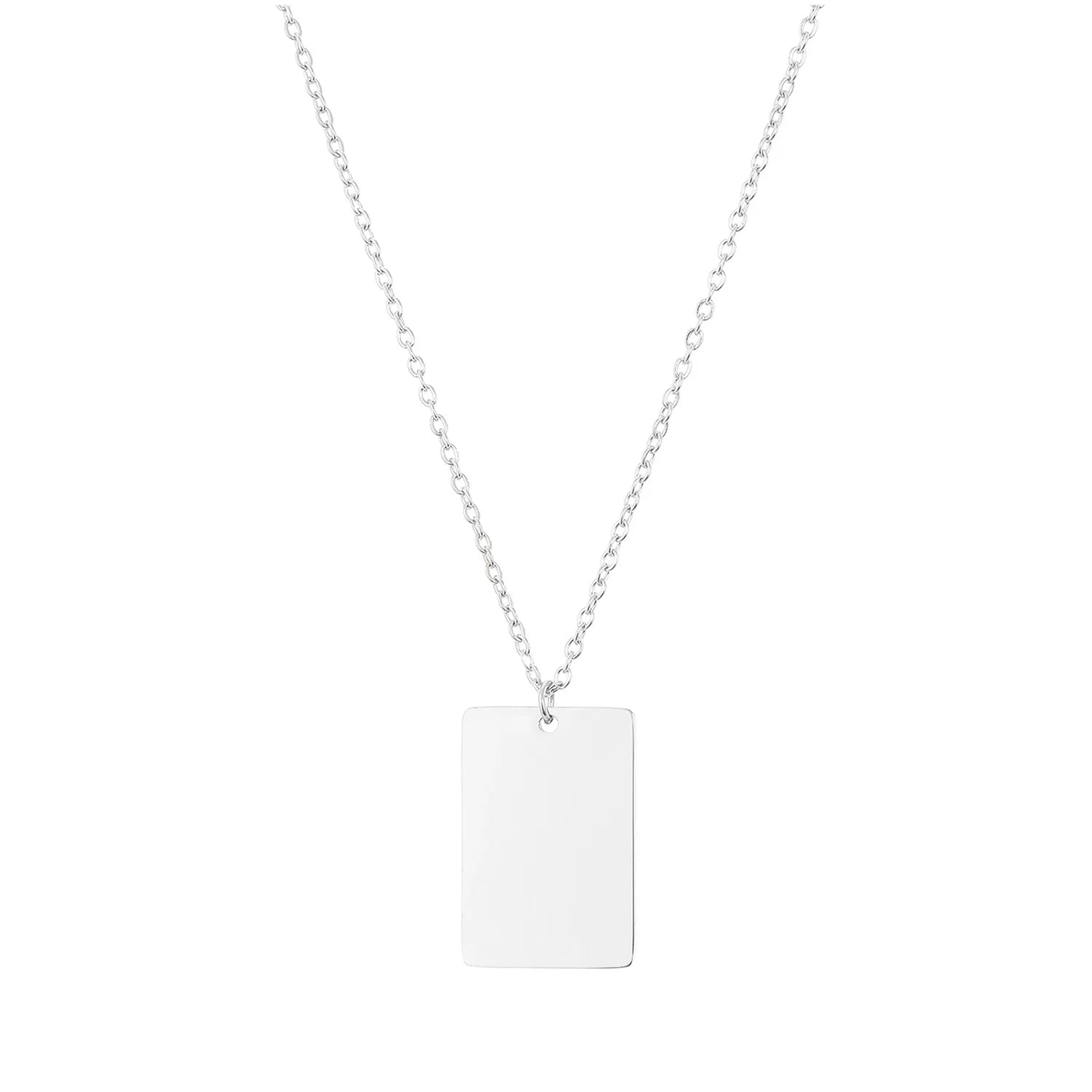 Wholesale Customized Geometric Jewelry Engraved Blank Stainless Steel Ladies Necklace Square Glossy Pendant Necklace