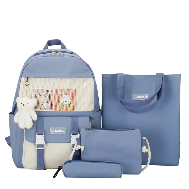 0059 Backpack Student Schoolbag Simple Casual Large Capacity Lightweight Travel Bag Backpack