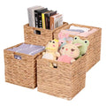 Modern Customizable Foldable Storage Hamper Wicker Water Hyacinth Woven Basket with Multifunction Design