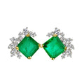 Women's Classic Square Green Emerald Stud Earrings Square Green Gemstone Sterling Silver Hoop Earrings-for Wedding Gift Jewelry