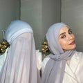 New Fashionable Islamic Hijab Instant Chiffon Hijabs With Inner Scarf Hijab