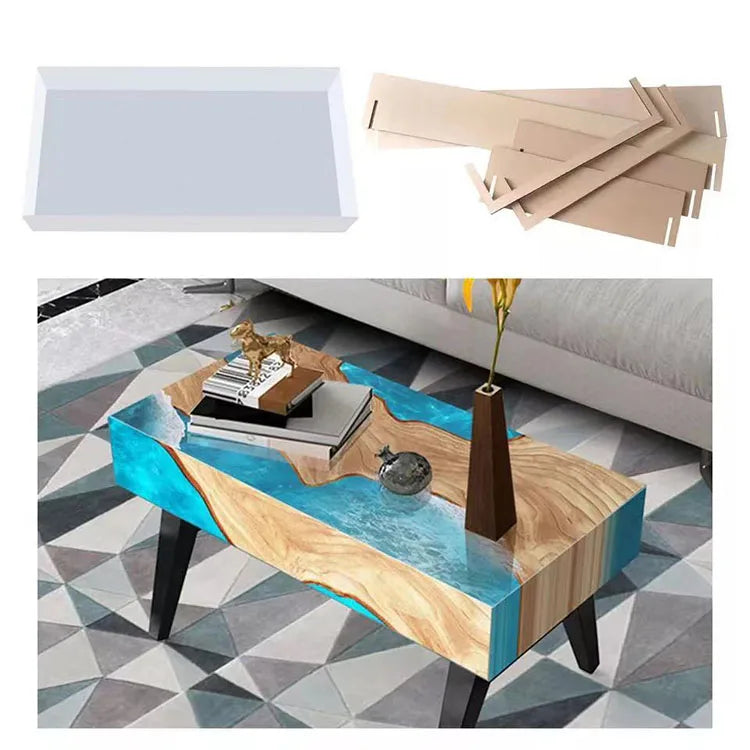 YS Large Silicone Resin Table Mold Rectangle Mold Epoxy Casting for Making Small River Table Home Decor Ornament  Manual Crafts