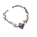 Two Hands Natural Stone Crystal Amethyst Necklace Energy Healing Jewelry