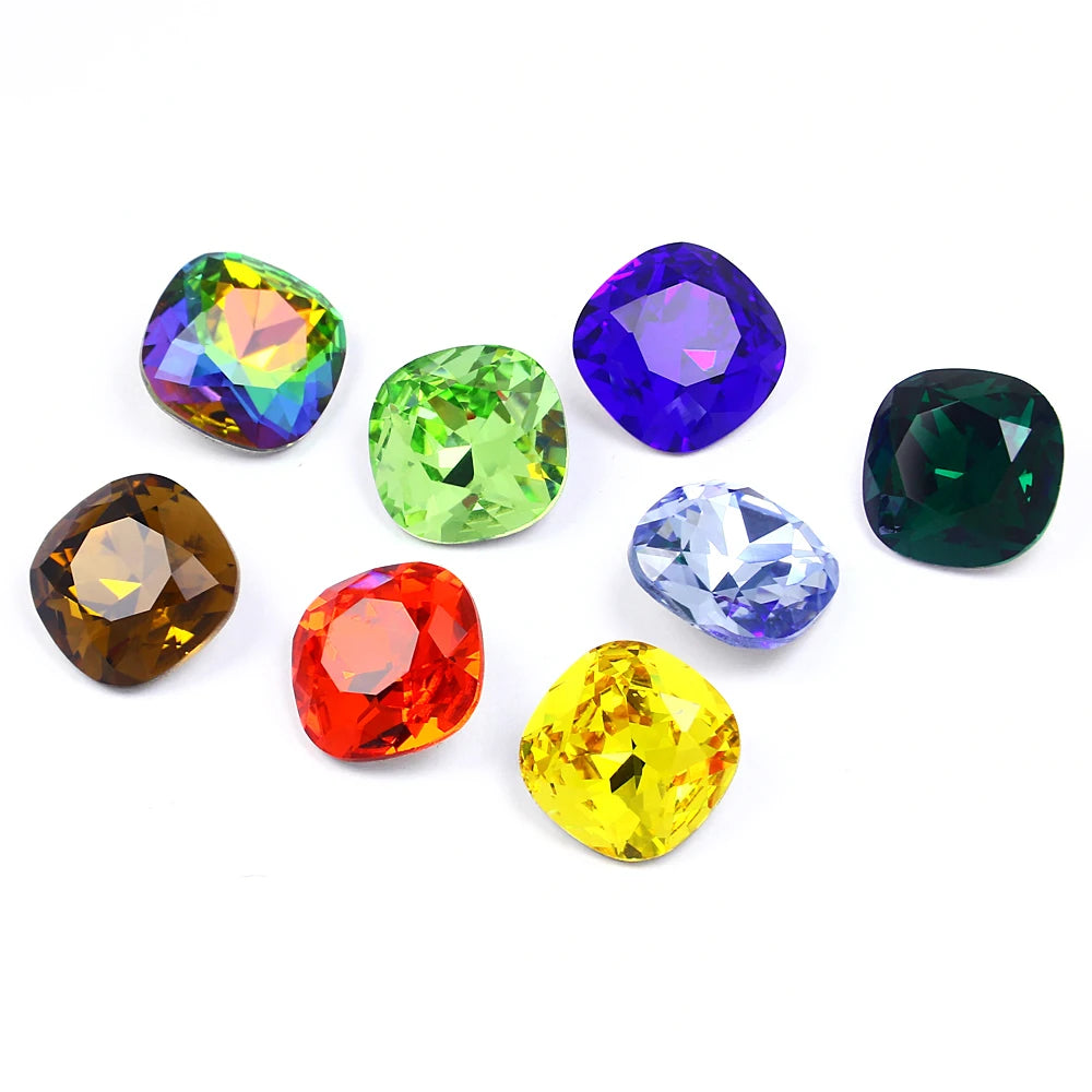 Dongzhou Cushion Shape K9 Crystal Fancy Stone Point Back Glass Rhinestones Wholesale Bulk Crystal Beads Jewelry Diy Accessories