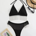 European American Custom Women's Two Piece Set Solid Bandeau Bikini with High Waist Handmade Swimsuit 2025