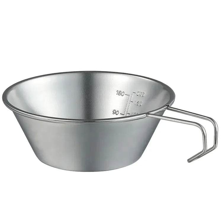 Outdoor Lightweight Camping Sierra Cup With Handle and Scale Mark 304 Stainless Steel Hanging Design for Outdoor