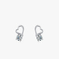 Ailmay Clear Zircon 925 Sterling Silver Lovely Hollow Heart Stud Earrings for Women Girl Cute Accessories Fashion Jewelry