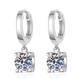 Factory Wholesale 925 Sterling Silver Luxury Vvs Moissanite Earrings OX Head 6.5mm Moissanite Drop Earrings for Women