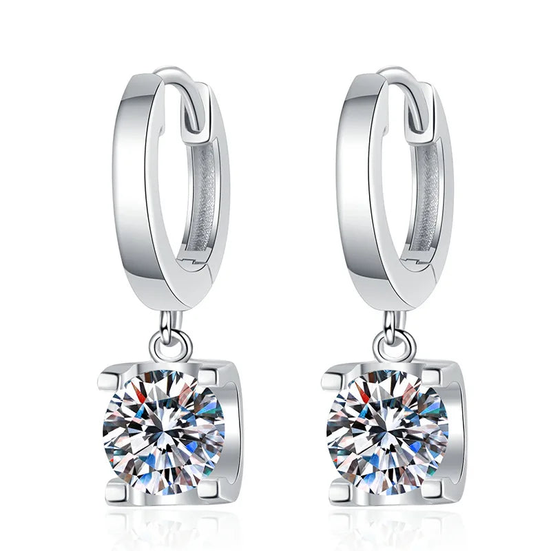 Factory Wholesale 925 Sterling Silver Luxury Vvs Moissanite Earrings OX Head 6.5mm Moissanite Drop Earrings for Women