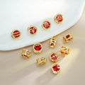 Colorful Zircon 12 Zodiac Signs Horoscope Spacer Beads Star Celestial 18K Gold Red Charms for Bracelet Necklace Women