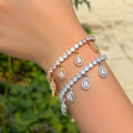 Adjustable Size Shiny Water Drop CZ Stone Dangling Bridal Charms Chain Link Bracelets Party for Women Birthday Jewelry Gift