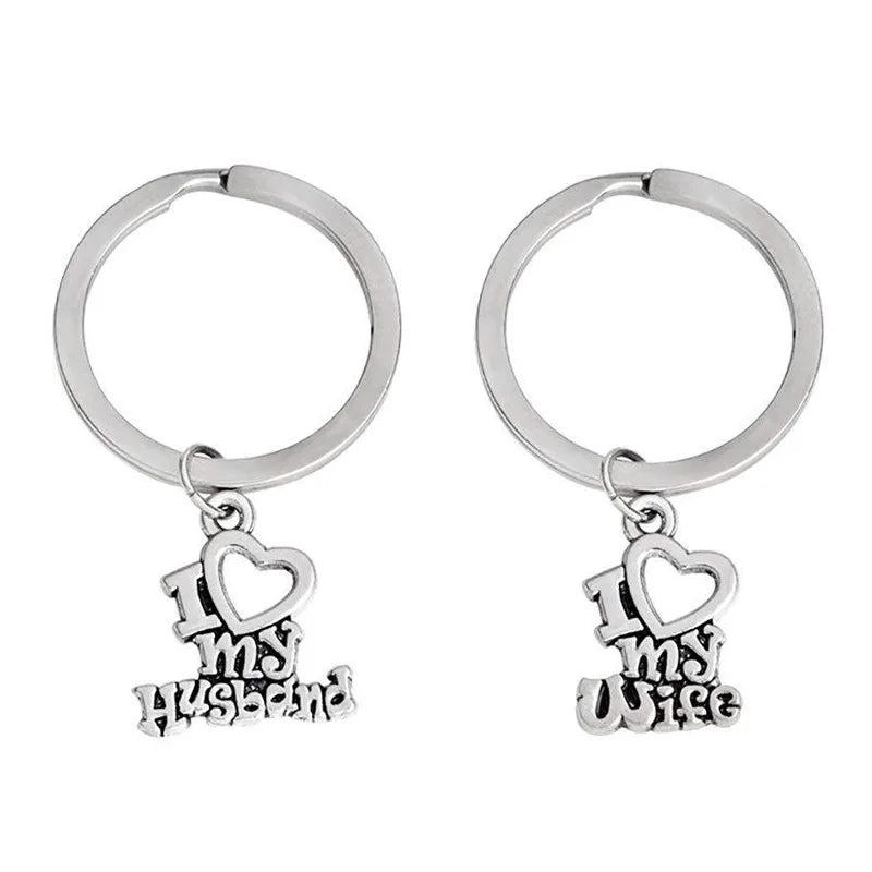 Valentine's Day Gift I love Heart My Wife Husband Couple Gift Charm Metal Bag Key Chain Holder Designer Car Key Chain