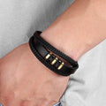 Hot Sale Gold Plated Genuine Bracelet Collier Inoxydables PVD Plated Stainless Buckle Mens Multi Layer Leather Bracelet