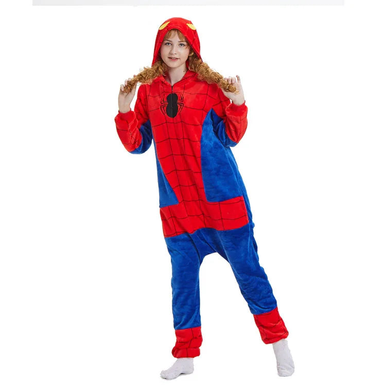 Cosplay Winter Pajamas Onesie Women's Men's Hoodie Jumpsuit Superhero Adult Bodysuit