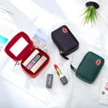 New Fashion Mini Makeup Bag for Women Genuine Leather Portable Three-in-One Lipstick Case with Mirror Trendy Small Bag