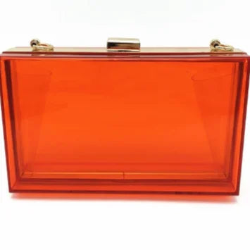 Atmospheric Rectangular Orange Ladies Satchel Handbag Acrylic Transparent Waterproof Fashion Bag Customizable Logo Decoration