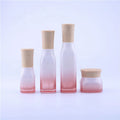 New Cosmetics Sub-bottling Cherry Blossom Red Wood Grain Cover Perfume & Cream Press Glass Packaging Bottle with Sprayer Pump