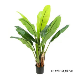 China Manufacturer Real Touch Cheap Price Home & Garden Decorative Fake 120CM Silk Plants Artificial Banana Leaf Palm Tree