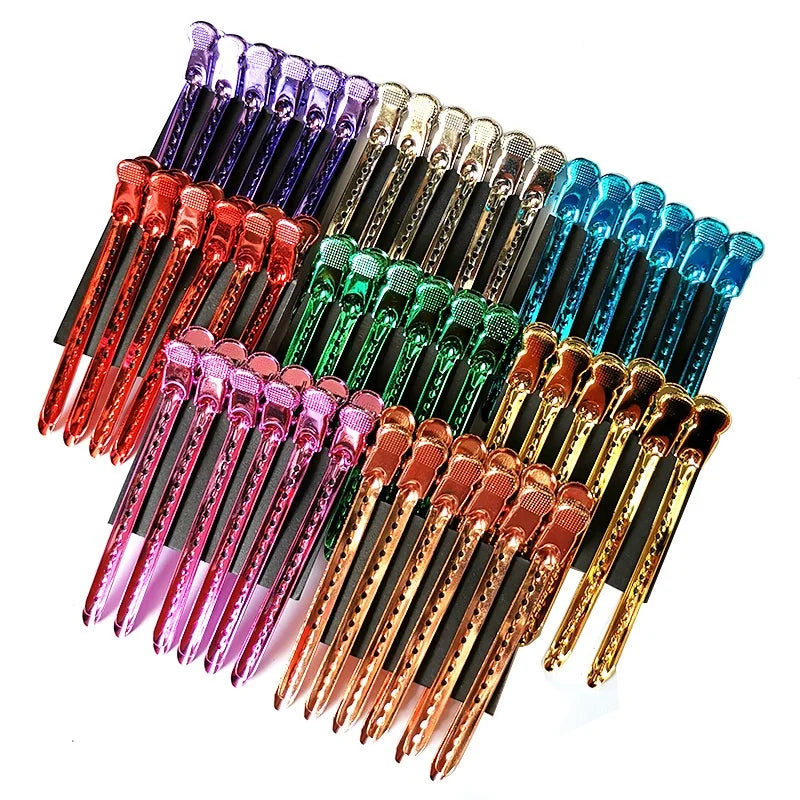 Professional 12pcs/pack Duck Hairclip Salon Makeup Hair Styling Tools Stainless Steel Duckbill Alligator Claw Metal Hair Clips