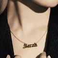 Customized Stainless Steel Name Necklace Personalized Pendant Nameplate Choker Gold Necklace for Women Engrave Personality Gift