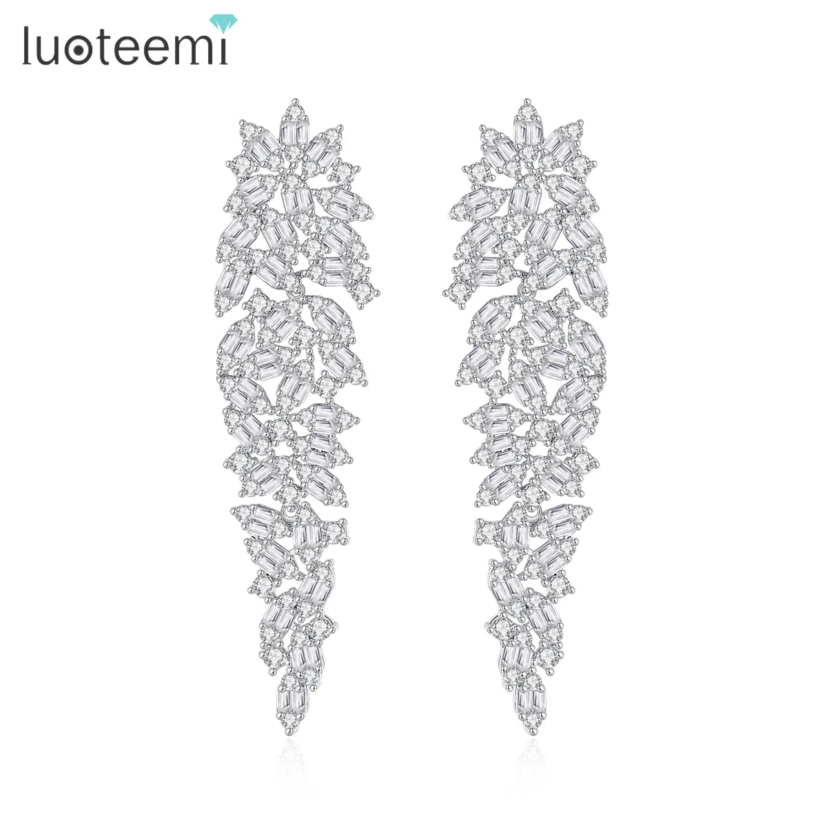 LUOTEEMI Bridal Tassel Fashion Luxury Design European 3A CZ Long Jewelry Zircon Wedding Elegant Jewelry Earring for Women