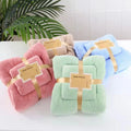 China Manufacture Soft Absorbent Microfiber Towel and Coral Fleece Bathroom Solid Color Pattern Bath Towel Set with Gift Box