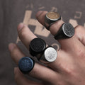 Factory Direct Stainless Steel Ring Punk Round Head Compass Ring Titanium Steel Ring for Men