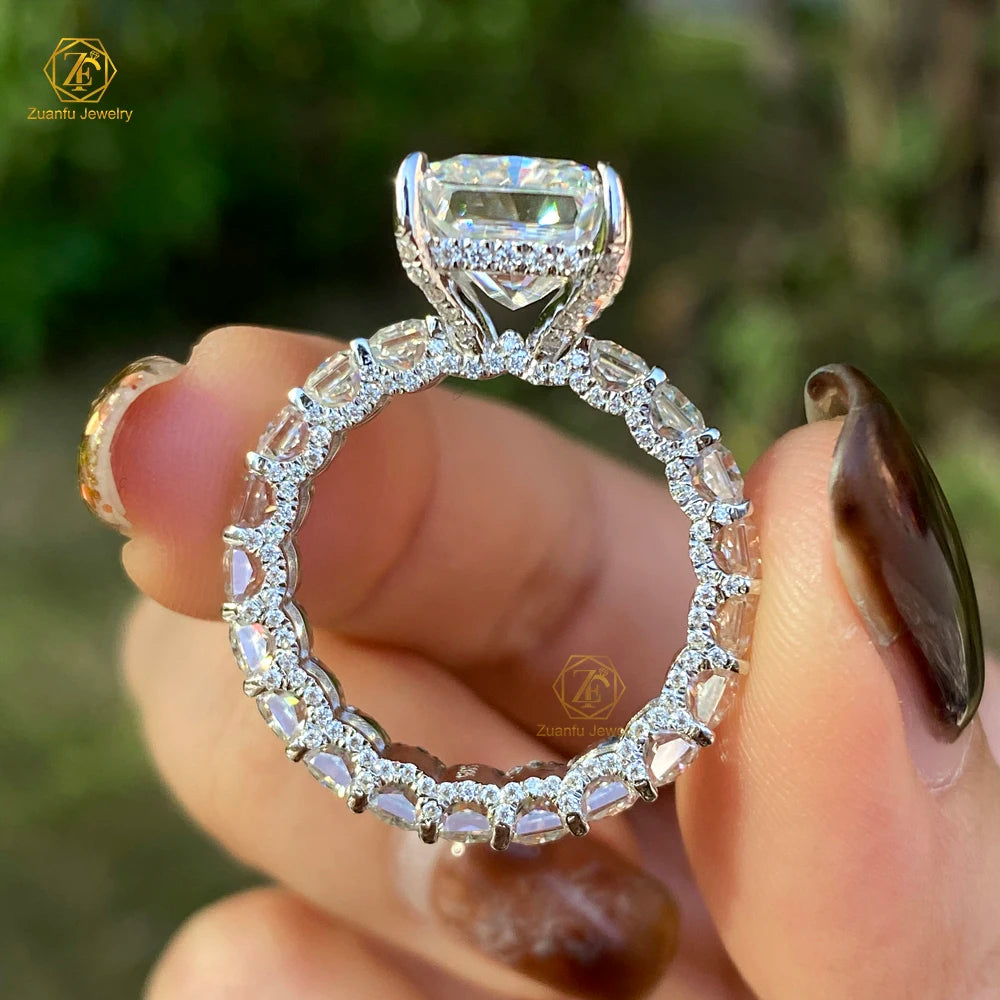 Engagement Ring 925S Moissanite Engagement Wedding Ring Set 9x11mm 5CT D VVS1 Radiant Cut Moissanite Ring