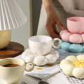 2024 Cute Gifts for Girlfriends 215ml Espresso Mug and Saucer Gloss Color Ceramic Coffee Mug With Cloud Shaped Saucer