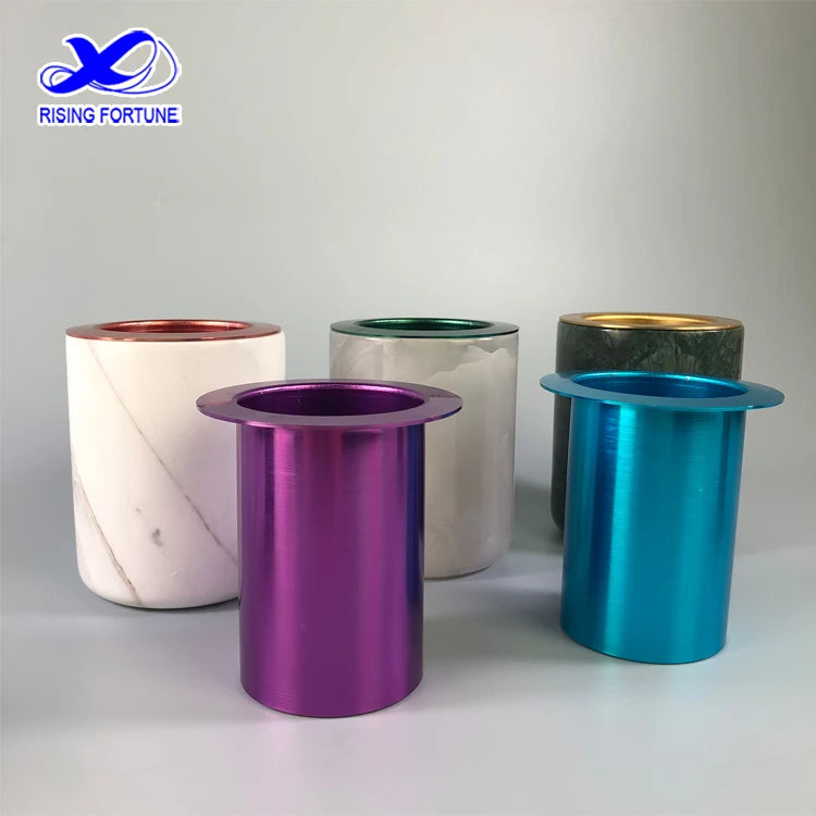 Home Decorative Marble Candle Jars with Luxury Colorful Metal Candle Inserts Refill and Sustainable Metal Candle Refill Insert