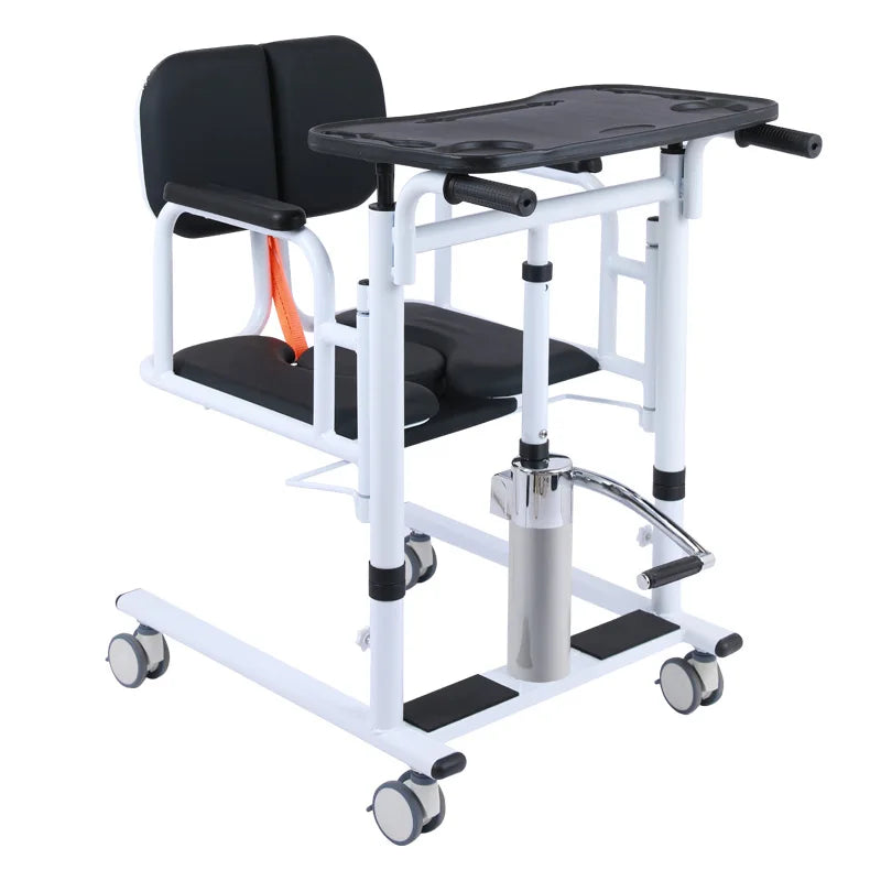 Manual Folding Commode Toilet Patient Transfer Chair Movable Lift Wheelchair Shower Chair for Rehabilitation Therapy Supplies
