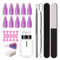 TAMAX NAK018 Reusable Gel Nail Polish Kit 10 Clip 2pcs Stainless Steel Nails Pusher 1 Dust Cleanser Bottle 2 Buffer Toe