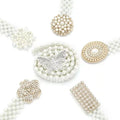 Fashion Elegant Simple Pearl Belts With Butterfly Design Rhinestone Pearl Women Waist Elastic Belt in Stock