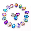 AB Color Crystal Glass Rhinestone 3D Oval 3D Sew-On Technique Loose for DIY Jewelry Making with Silver/Gold Claw