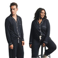 Customized Sleepwear Classic White Piping Cotton Modal Shrink Free Pajama Set for Couples