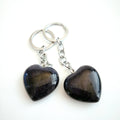 Hongzhuo Natural Love Crystal Heart Stone Pendant Keychain Healing Gemstone Black Obsidian Key Chain Ring