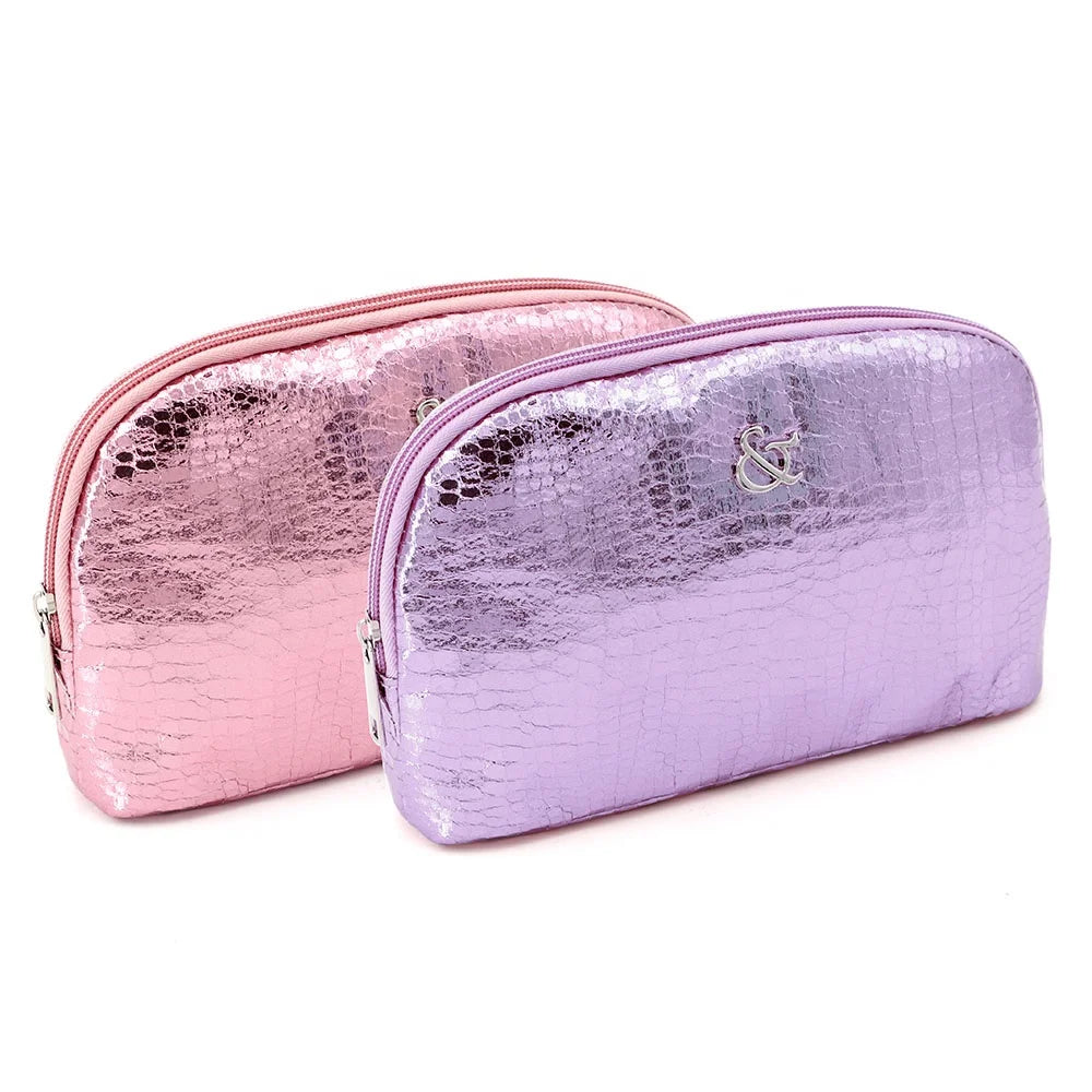 Fashion Travel Storage Crocodile Pattern Sequin  PU Leather Shell Bag Cosmetics  Makeup Bag Gift Eco
