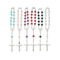 Pearl Prayer Bead Rosary Bracelet Jewelry Cross Car Accessories Car Hanging