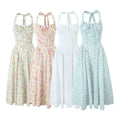 ZATRHMBM Women's 2024 New Fashion Foundation Lace Splicing Pressure Dress Retro Halter Collar Sleeveless Casual Long Dress