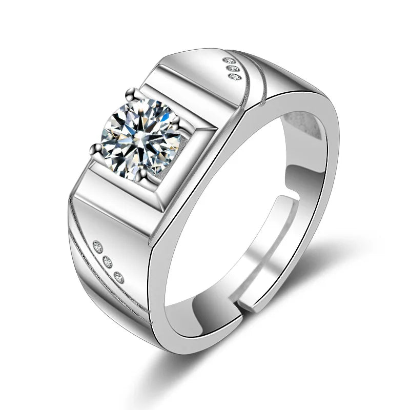 Trendy Men Ring with Zircon Jewelry for Wedding Engagement Party Promise Gift Finger Ring