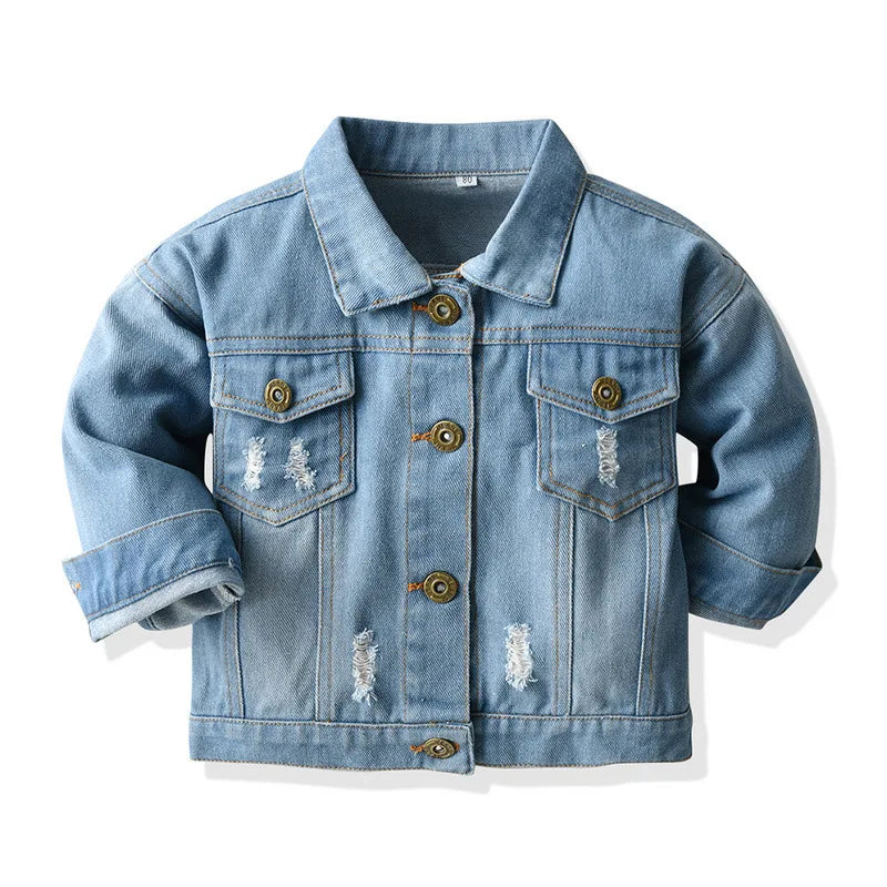 Kids Casual Jacket Ripped Holes Jeans Coats Little Girls Denim Outerwear Costume Spring Autumn 12M 6Y Clothing Cotton