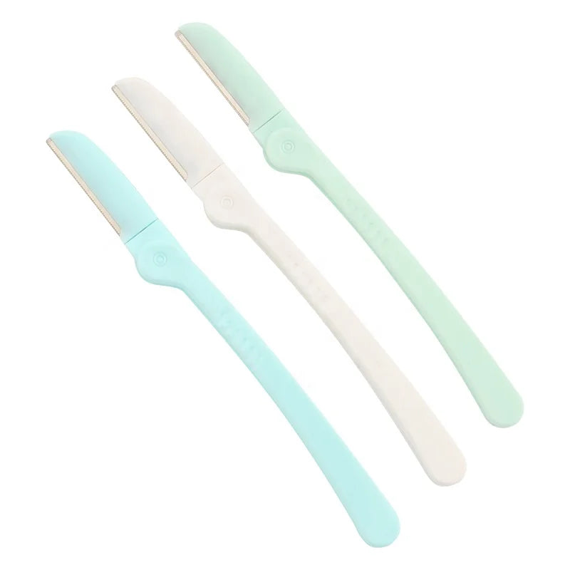 Eyebrow Trimmer razor Plastic Handle Makeup Stainless Steel Single Blade Facial Clean with Safety Net